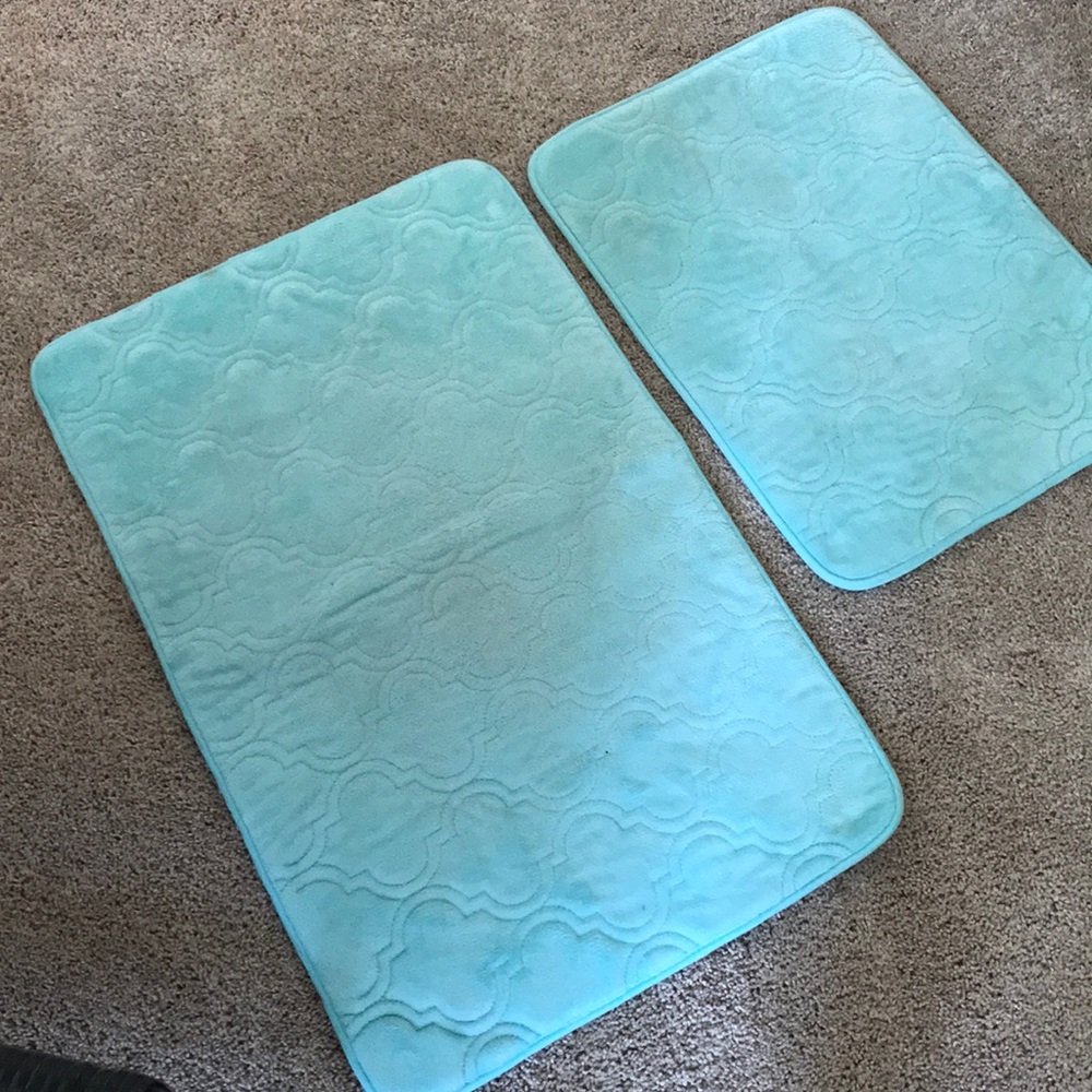 -Aqua Blue Foam Bathroom Mats